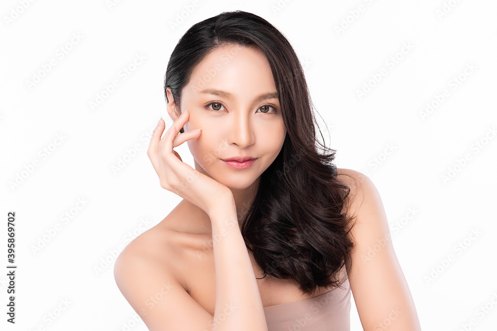 Beautiful young asian woman with clean fresh skin on white background, Face care, Facial treatment, Cosmetology, beauty and spa, Asian women portrait Beautiful young asian woman with clean fresh skin on white background, Face care, Facial treatment, Cosmetology, beauty and spa, Asian women portrait