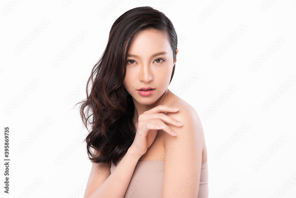 Beautiful young asian woman with clean fresh skin on white background, Face care, Facial treatment, Cosmetology, beauty and spa, Asian women portrait Beautiful young asian woman with clean fresh skin on white background, Face care, Facial treatment, Cosmetology, beauty and spa, Asian women portrait