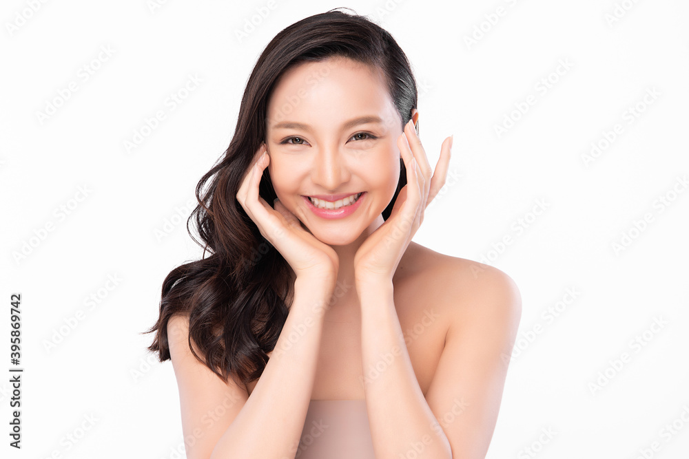 Beautiful young asian woman with clean fresh skin on white background, Face care, Facial treatment, Cosmetology, beauty and spa, Asian women portrait Beautiful young asian woman with clean fresh skin on white background, Face care, Facial treatment, Cosmetology, beauty and spa, Asian women portrait