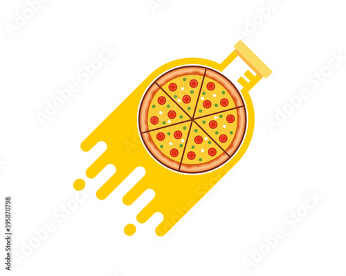 Pizza inside the laboratory test tube launched