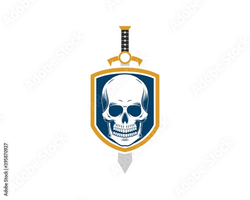 Simple shield with skull and sword