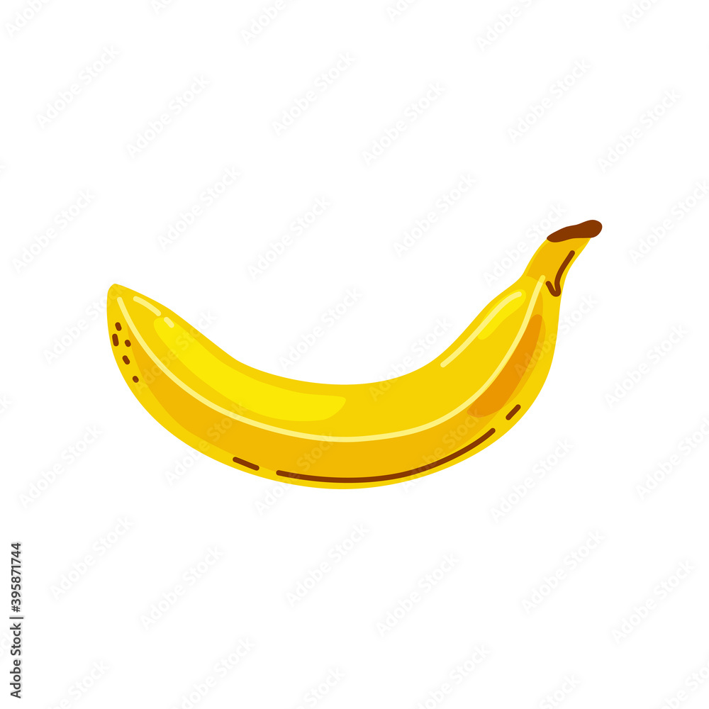 Ripe banana on a white background. Icon. Vector illustration.