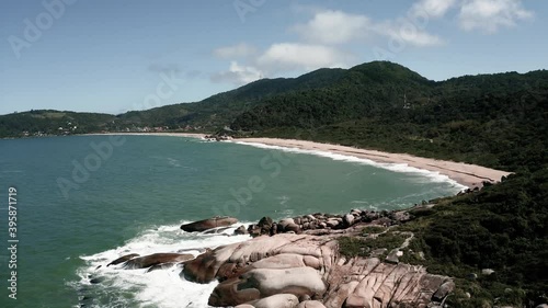 Vista aérea sobre de praias Agrestes em Balneário Camboriú. SC. Brasil. Vista aérea da Rodovia Interpraias. Aerial View de praias agrestes intocadas.  photo