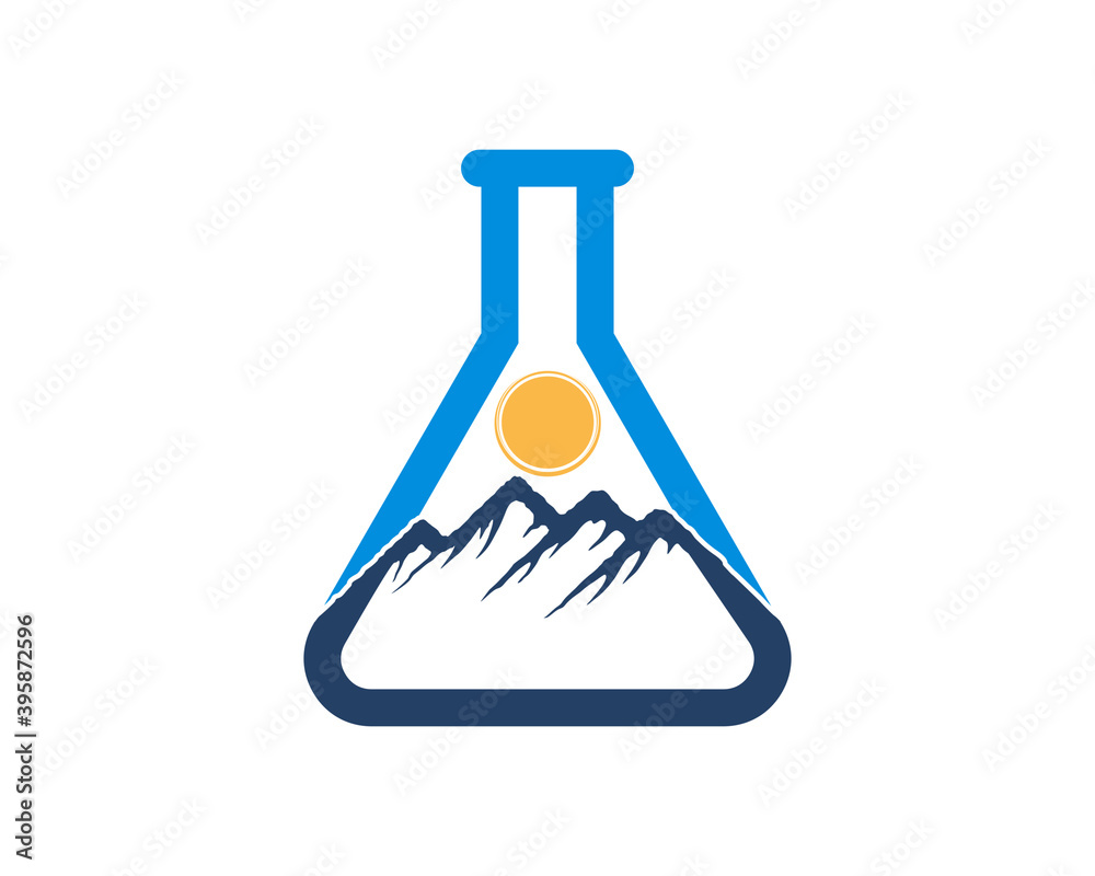 Combination laboratory test tube with mountain Combination laboratory test tube with mountain