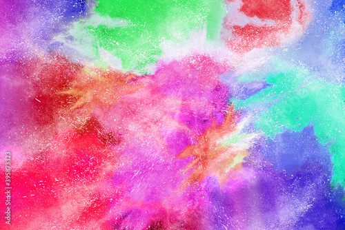 Colorful powder explosion on white background. 