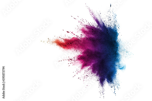 Colorful powder explosion on white background. 