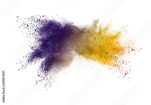 Colorful powder explosion on white background. 
