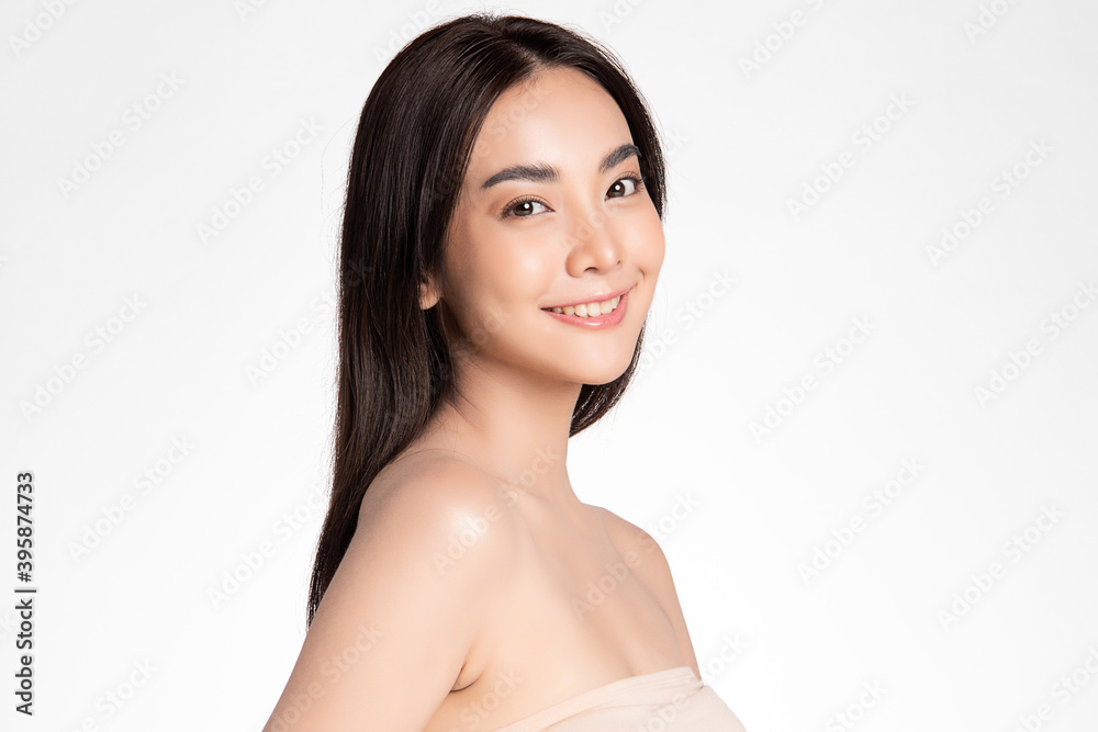 Beautiful young asian woman with clean fresh skin on white background, Face care, Facial treatment, Cosmetology, beauty and spa, Asian women portrait Beautiful young asian woman with clean fresh skin on white background, Face care, Facial treatment, Cosmetology, beauty and spa, Asian women portrait