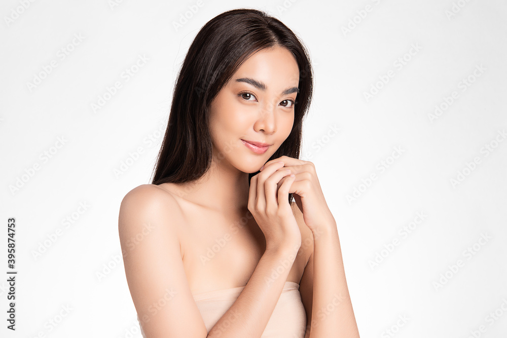 Beautiful young asian woman with clean fresh skin on white background, Face care, Facial treatment, Cosmetology, beauty and spa, Asian women portrait Beautiful young asian woman with clean fresh skin on white background, Face care, Facial treatment, Cosmetology, beauty and spa, Asian women portrait