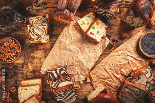 Sweet braided bread photo