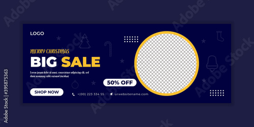 Merry Christmas sale offer and Facebook cover page template
