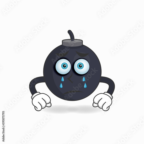 Boom mascot character with sad expression. vector illustration