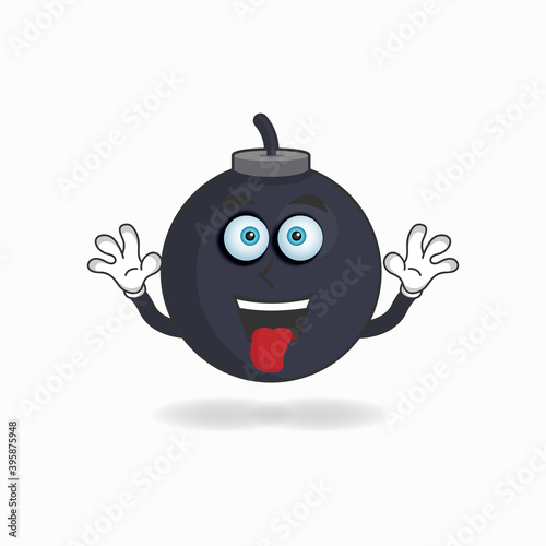 Boom mascot character with laughing expression and sticking tongue. vector illustration