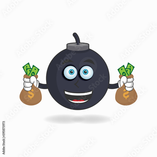 Boom mascot character holding money. vector illustration