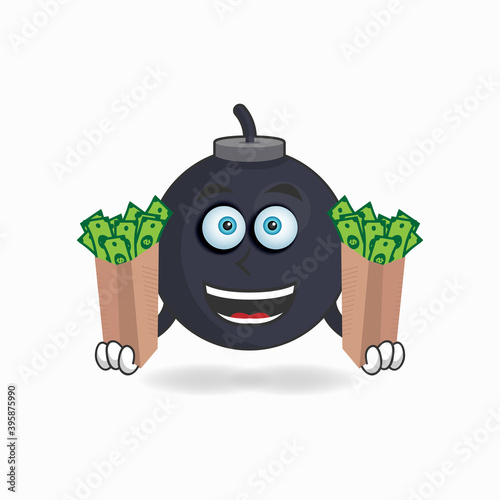 Boom mascot character holding money. vector illustration