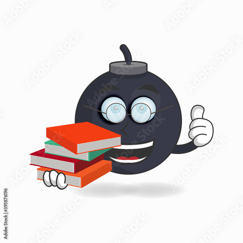 The Boom mascot character becomes a librarian. vector illustration