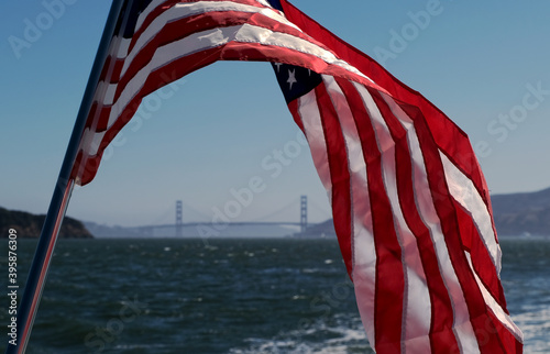 Photography American Flag Arch over Golden Gate Bridge