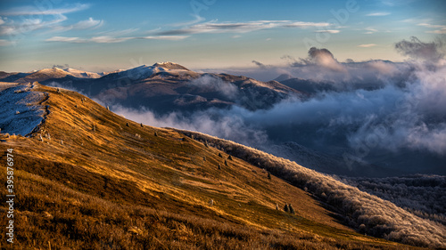 Fototapeta Naklejka Na Ścianę i Meble -  A beautiful mountain scenery. Bieszczady National Park.  The Carpathian Mountains. Poland.