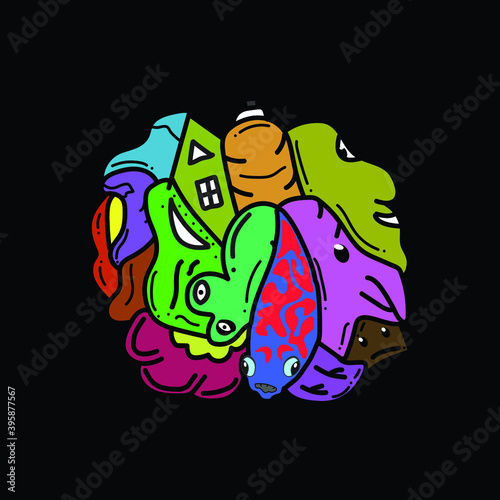 illustration of a doodle fish in the background