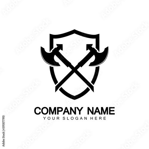 War axe logo. War axe  executioner axe  viking battle axe in vector