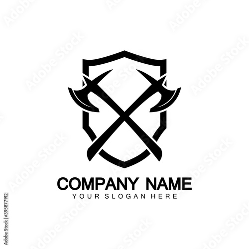 War axe logo. War axe  executioner axe  viking battle axe in vector