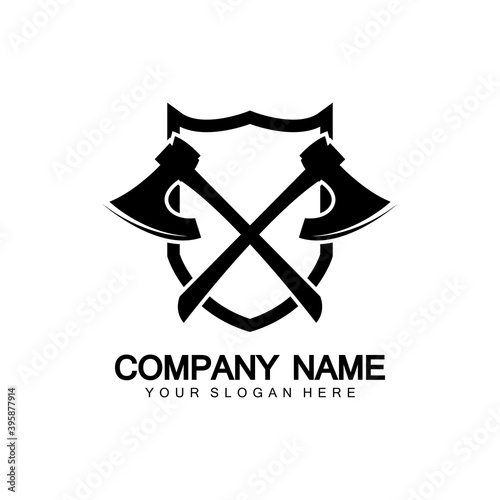 War axe logo. War axe  executioner axe  viking battle axe in vector