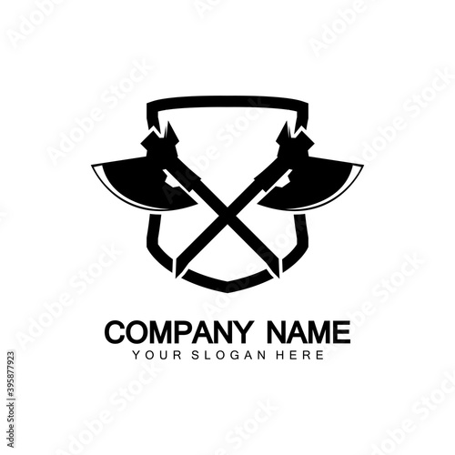 War axe logo. War axe  executioner axe  viking battle axe in vector