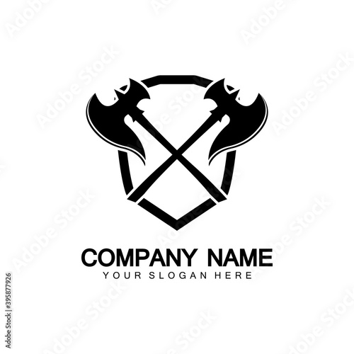 War axe logo. War axe  executioner axe  viking battle axe in vector