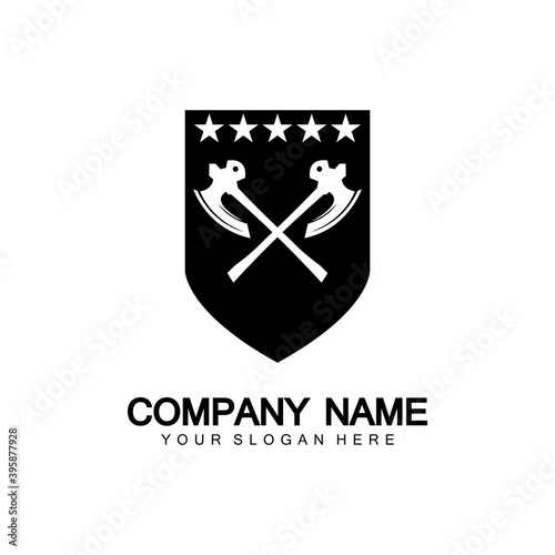 War axe logo. War axe  executioner axe  viking battle axe in vector
