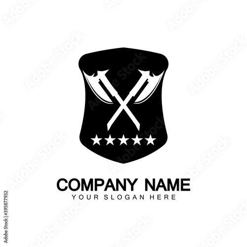 War axe logo. War axe  executioner axe  viking battle axe in vector