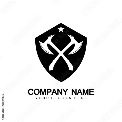 War axe logo. War axe  executioner axe  viking battle axe in vector
