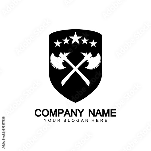 War axe logo. War axe  executioner axe  viking battle axe in vector