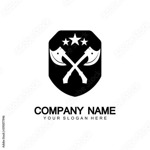 War axe logo. War axe  executioner axe  viking battle axe in vector