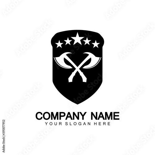 War axe logo. War axe  executioner axe  viking battle axe in vector
