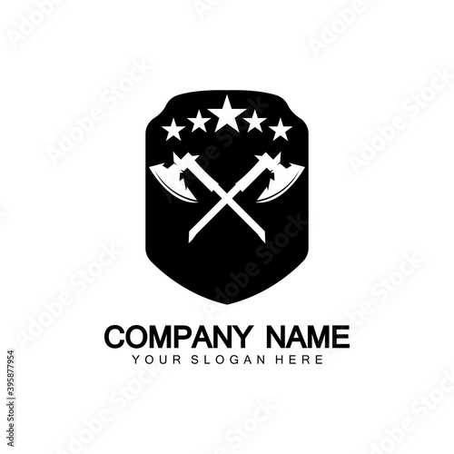 War axe logo. War axe  executioner axe  viking battle axe in vector