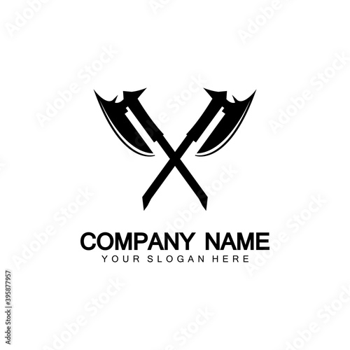 War axe logo. War axe  executioner axe  viking battle axe in vector