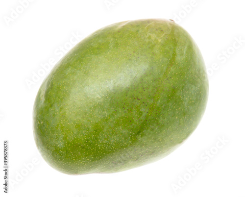Close up of green mango isolated on white