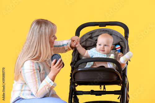 Woman and her cute baby in ...