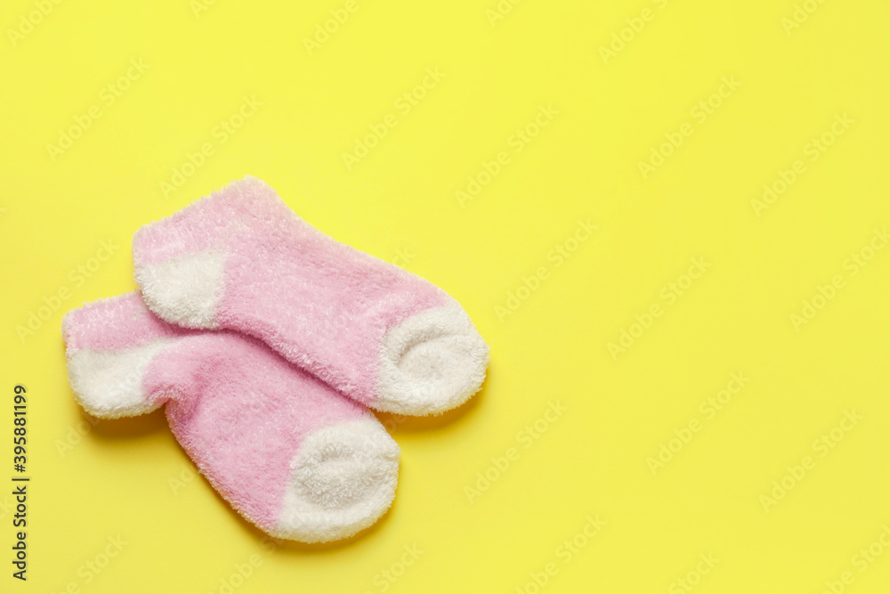 Warm socks on color background Warm socks on color background