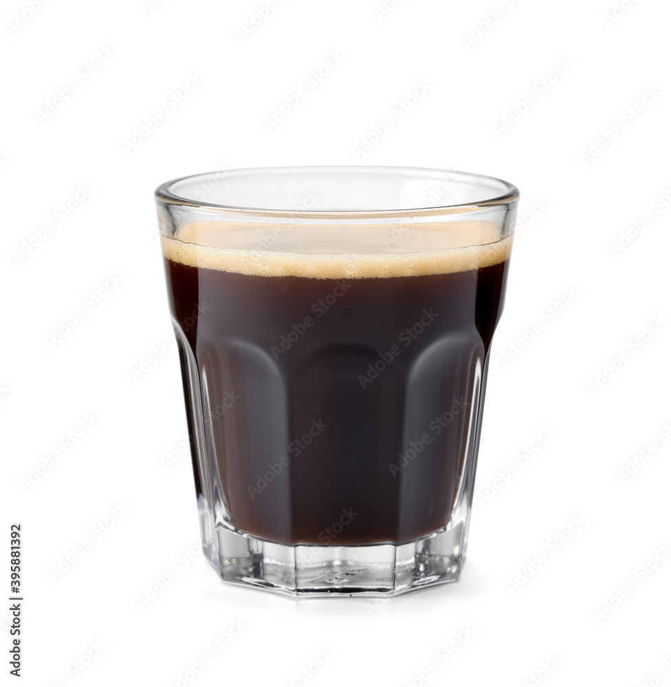 Glass of hot espresso on white background Glass of hot espresso on white background