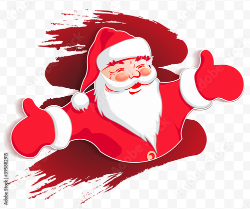 Element of Christmas composition. Silhouette of Santa Claus, arms spread out to the sides