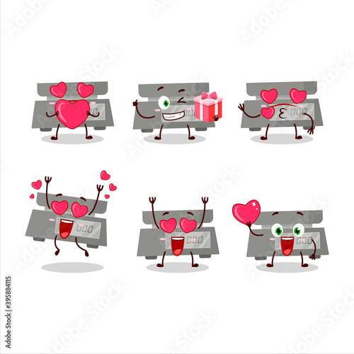 Digital weight cartoon character with love cute emoticon