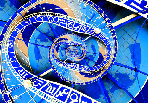 Abstract ancient zodiac clock. Abstract Astronomical clock.