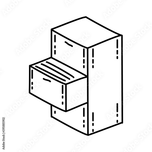Cabinet Icon. Doodle Hand Drawn or Outline Icon Style