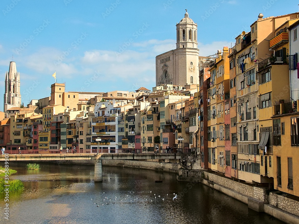 On the River Onyar in Girona in Catalonia, Spain