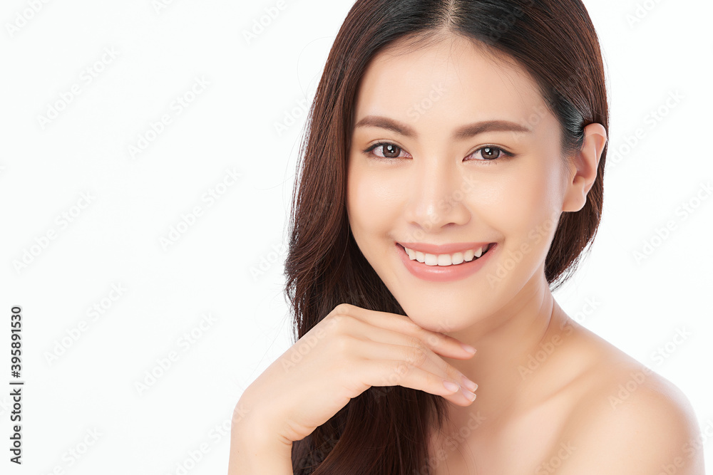 Beautiful young asian woman with clean fresh skin on white background, Face care, Facial treatment, Cosmetology, beauty and spa, Asian women portrait Beautiful young asian woman with clean fresh skin on white background, Face care, Facial treatment, Cosmetology, beauty and spa, Asian women portrait