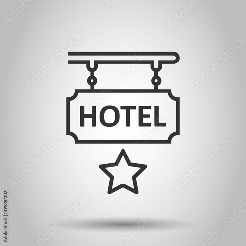 Hotel 1 star sign icon in flat style. Inn vector illustration on white isolated background. Hostel room information business concept.