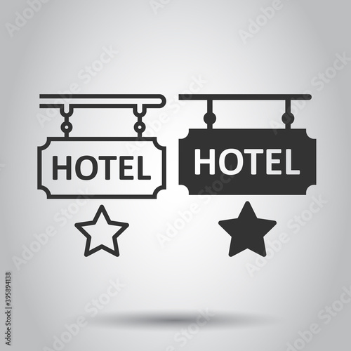 Hotel 1 star sign icon in flat style. Inn vector illustration on white isolated background. Hostel room information business concept.