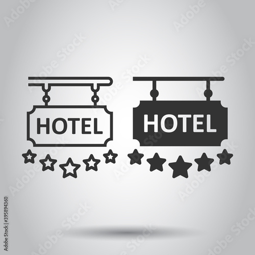 Hotel 5 stars sign icon in flat style. Inn vector illustration on white isolated background. Hostel room information business concept.