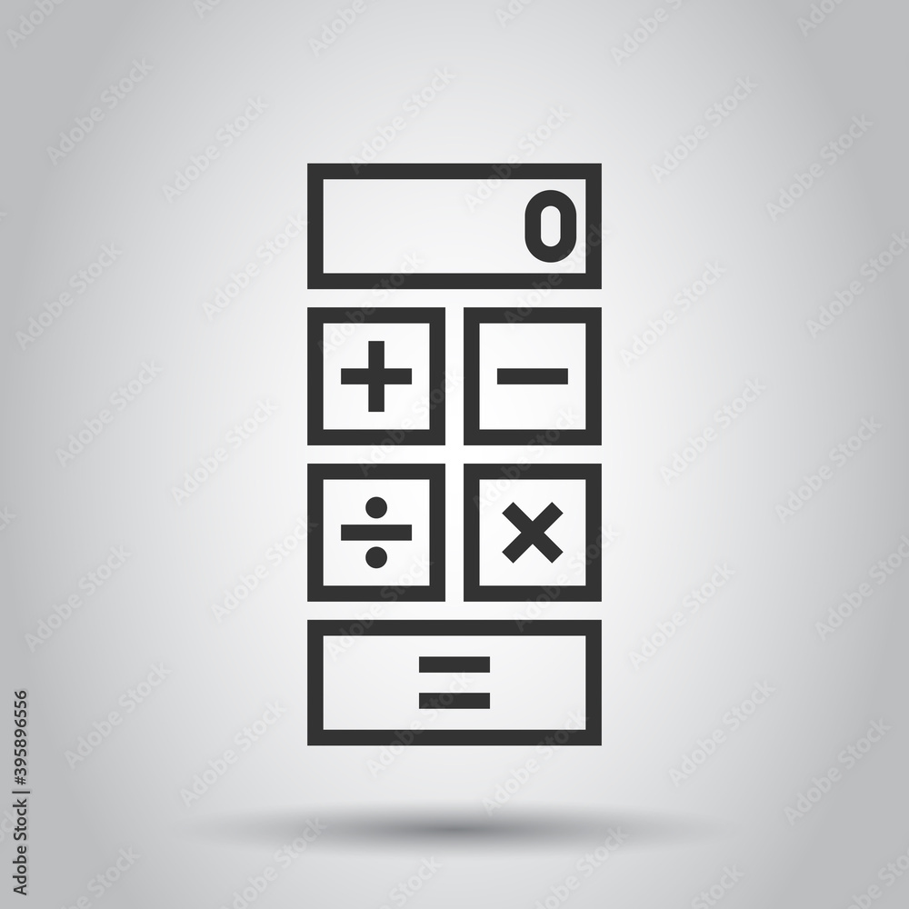 Calculator icon in flat style. Calculate vector illustration on white isolated background. Calculation business concept. Calculator icon in flat style. Calculate vector illustration on white isolated background. Calculation business concept.